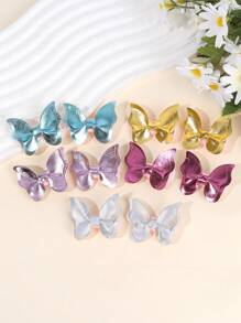 10pcs Colorful Butterfly Hair Clips For Toddler Girls Sparkling Gold Silver Butterfly Hairpins Adorable Metallic Insects Butterfly Barrettes Girls Holiday Party Headpiece Kids Hair Accessories - Multicolor - View 2