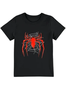 Women's Baby Look Spider On The Web T-Shirt - Tumblr Style / NEW RELEASE - màu đen - Xem 3