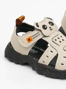 1 para uroczych, dziecięcych, unisexowych, modnych sandałów z wzorem pandy, dla maluchów, z zamkniętymi palcami, antypoślizgowe, miękkie dno, codzienne, plażowe buty, odpowiednie na lato