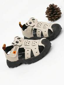 1 para uroczych, dziecięcych, unisexowych, modnych sandałów z wzorem pandy, dla maluchów, z zamkniętymi palcami, antypoślizgowe, miękkie dno, codzienne, plażowe buty, odpowiednie na lato