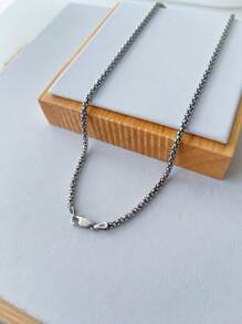 Delicarium Women's 925 Sterling Silver Popcorn Necklace Chain Aged Style 3mm - 復古銀色 - 查看 2
