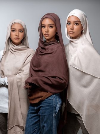 1 件纯色精致流苏超大轻质柔软莫代尔头巾，薄款长袍配饰面纱衣服