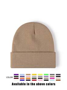 1pc Unisex Solid Color Knitted Hat, Y2K Style Outdoor Warm Beanie, Casual All-Match Winter Ski Cap Suitable For Daily Commute