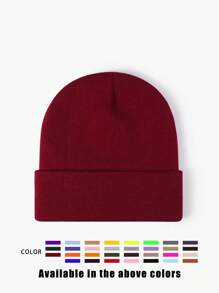 1pc Unisex Solid Color Knitted Hat, Y2K Style Outdoor Warm Beanie, Casual All-Match Winter Ski Cap Suitable For Daily Commute