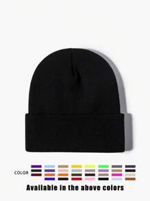 1pc Unisex Solid Color Knitted Hat, Y2K Style Outdoor Warm Beanie, Casual All-Match Winter Ski Cap Suitable For Daily Commute