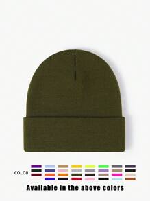 1pc Unisex Solid Color Knitted Hat, Y2K Style Outdoor Warm Beanie, Casual All-Match Winter Ski Cap Suitable For Daily Commute