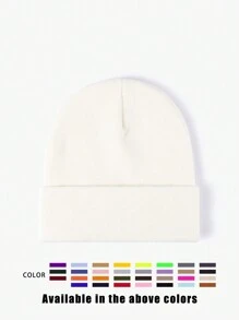1pc Unisex Solid Color Knitted Hat, Y2K Style Outdoor Warm Beanie, Casual All-Match Winter Ski Cap Suitable For Daily Commute