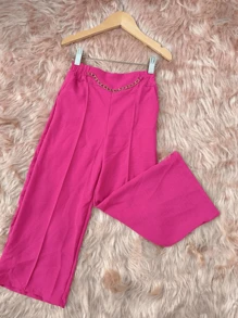 CHILDREN'S TAILORED PANTS CHAIN GIRL FASHION BLOGGER - 玫紅色 - 查看 3