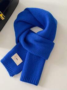 1st 2024 Herfst/Winter Koreaanse Stijl Gebreide Sjaal Voor Vrouwen, Effen Kleur, Warm, Unisex, Dikke Nekwarmer