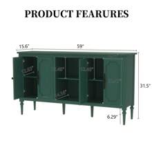 Aparador buffet vintage con 4 puertas, gabinete de almacenamiento moderno de mediados de siglo de 59", mueble aparador decorativo, mesa consola para la sala de estar, la cocina y el comedor