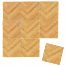 9 piezas Piso de madera en miniatura para casa de muñecas: 1:12 mini cocina de 30X30MM, comedor, accesorios de decoración de escena de baño DIY