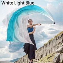 1 个 Poi 锤球 + 1 个丝绸面纱 女士肚皮舞丝绸面纱 肚皮舞围巾球纱 Poi 彩带彩旗舞台道具