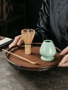 3 件装竹制抹茶搅拌器 (茶筅)、拿铁艺术刷、抹茶勺茶具套装 - 彩色 - 查看 2