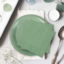 10pcs/20pcs/40pcs,Sage Paper Plates Sage Green Paper Plates And Napkins Party Supplies Sage Green Disposable Plates For Bridal Shower,Birthday Shower, Birthday - Multicolor - View 4