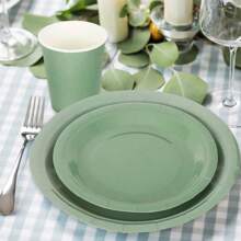 10pcs/20pcs/40pcs,Sage Paper Plates Sage Green Paper Plates And Napkins Party Supplies Sage Green Disposable Plates For Bridal Shower,Birthday Shower, Birthday - Multicolor - View 6