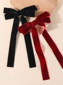 2/4 piezas Pinzas de pelo de niña vintage de terciopelo con lazo, pasador de pelo de lazo de terciopelo de cola larga de moda, accesorios de pelo para el uso diario