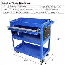 Rolling Tool Cart, Premium 1-Drawer Utility Cart, Heavy Duty Industrial Storage Organizer Mechanic Service Cart With Wheels And Locking System - 藍色 - 查看 2