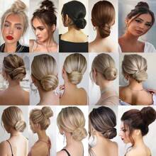 合成发髻女士直发髻发带弹性橡皮筋发髻假发接发发带天然假发 - 彩色 - 查看 7