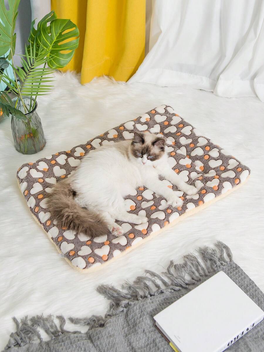 1 件宠物床垫，矩形双面，保暖内衬，适合小型/中型猫，全年睡垫 - 彩色 - 查看 1