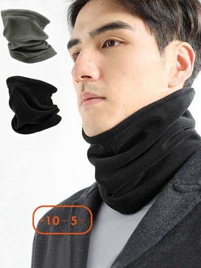 1pc Solid Color Fleece Neck Warmer, Versatile For Cycling And Outdoor Activities, Unisex, For Autumn/Winter