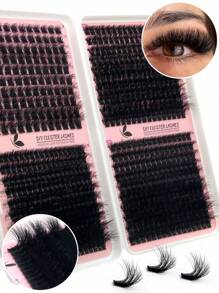 Extensiones de pestañas de racimo indivuales, 620 piezas de racimos con pestañas esponjosas de 120D/100D/80D/T50, kit de racimos con pestañas gruesas y suaves de mink falso, rizo D en tamaños de 9MM/10MM/12MM/14MM/16MM/18MM para extensiones de pestañas dramáticas, maquillaje para bodas, herramientas de pestañas postizas en color negro. El kit incluye pestañas de racimo individuales en gran capacidad, con rizo D y raíz negra, rizan las pestañas para un volumen máximo y son fáciles de aplicar en casa.