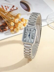 1 Đồng hồ thạch anh mặt số La Mã thời trang dành cho thanh thiếu niên, thích hợp làm quà tặng sinh nhật, Halloween, Giáng sinh - Bạc - Xem 2