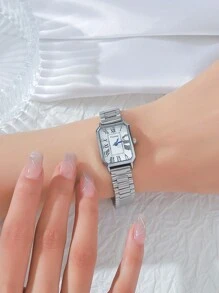 1 Đồng hồ thạch anh mặt số La Mã thời trang dành cho thanh thiếu niên, thích hợp làm quà tặng sinh nhật, Halloween, Giáng sinh - Bạc - Xem 5