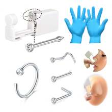 7-Piece Nose Piercing Kit: Built-In Piercing Gun With 20G Nose Studs, Painless Self-Piercing For At-Home Nose Piercing - Multicolor - View 8