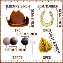 ROARING GOOD TIME RGT Cowboy Rodeo Cake Topper Cowboy Western Cake Decorations Cowboy Hat Birthday Cake Topper Palm Leaves Cake Topper Cow Balls Cake Topper - Brown - View 10