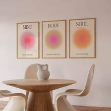 3Pcs/Set Unframed Vintage Motivational Quote Positive Aura Spiritual Grainy Gradient Wall Art, Aesthetic Room Decor, Waterproof Canvas Wall Art, Artwork Wall Painting For Gift, Bedroom, Living Room, Office, Bathroom, Home And Dormitory Decoration