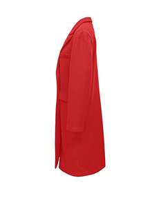 女士休闲纯色红色圣诞冬季夹克，温暖 - 紅色 - 查看 6