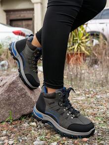 Giày đi bộ đường dài ngoài trời dành cho nữ, Giày thể thao thường ngày bền chống trượt mới, Giày đi bộ đường dài đế phẳng cổ thấp dành cho nữ - Màu xanh lam - Xem 3