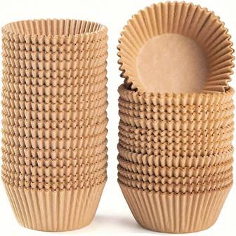 200PCS High Quality Natural Paper Baking Cups, No Odor, Suitable For Desserts And Muffins Natural Paper Baking Cups, 1.96 Inch Bottom Size, Suitable For Cup Cakes And Desserts Back To School