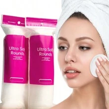 500 片/100 片一次性圆形卸妆棉，旅行便携尺寸 6*6 厘米，用于卸妆、面部清洁、皮肤护理、卸甲油 - 粉色 - 查看 3