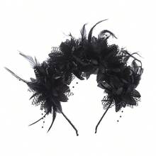 羽毛头带，时尚派对节日发夹舞台表演配件，新娘头饰，时尚优雅天然羽毛头带发饰，适合所有季节，服装和角色扮演配件 - C - 查看 9