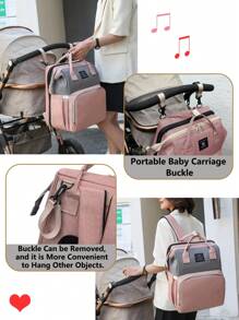 Diaper Bag Backpack With Changing Station, Multifunction Portable Waterproof Large Capacity Travel Baby Changing Bags, Baby Stuff Organizer, Baby Registry Search, Baby Diaper Bags For Girls, Baby Shower Gifts, Newborn Baby Essential Gifts - Pink - View 6