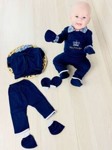 Pagan 5 Piece Newborn Boy Outfit - Màu xanh hải quân - Xem 2