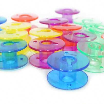 Kit com 10 Bobina ALTA Domestica Plastica Colorida - Carretilha para máquina de costura SINGER, JANOME e  ELGIN