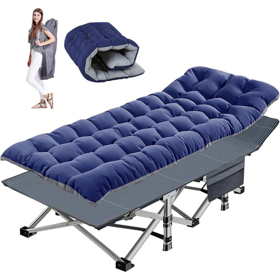 Folding Camping Cots For Adults, Portable Cot With Mattress Heavy Duty