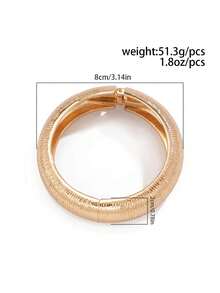 1 chiếc vòng tay hở kim loại sọc bất đối xứng thời trang tối giản, vòng tay lò xo cuộn tông vàng cổ điển, phù hợp để đeo hàng ngày cho phụ nữ, tiệc tùng và tiệc tối, quà tặng trang sức quyến rũ trang trí - Bạc - Xem 9
