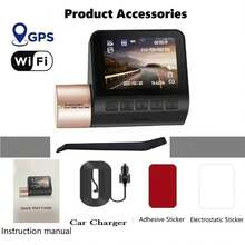 高清行车记录仪 2K 1296P 车载 DVR 2.0 英寸 IPS 屏幕 WiFi 内置 GPS 语音控制 24 小时停车监控夜视 - V50L-C- - 查看 13