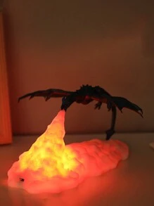1 件 3D 火龙夜灯，装饰艺术风格 USB 可充电台灯，纯色幻想主题，漆面处理，按钮控制上照灯，适用于卧室、客厅和各种房间类型 - 彩色 - 查看 4