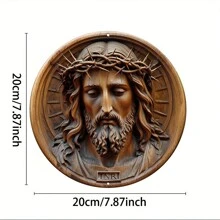 复古耶稣圆形铁艺墙饰 - 8x8 英寸，抗紫外线，色彩鲜艳，预先钻孔，易于悬挂 - 非常适合家庭和办公室装饰、客厅、浴室、车库、酒吧、咖啡厅 - 耶稣爱好者、家居装饰、房间装饰、墙面装饰礼物生日毕业典礼的理想礼物 - 彩色 - 查看 5