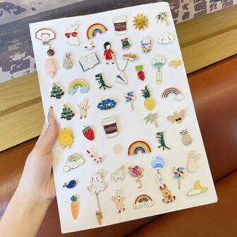 20PCS Creative Cartoon DIY Metal Needles, Badges, Clothing Decoration Accessories, Backpacks, Hats, Holiday Parties, Couple Accessories Are Ideal Gifts For Friends7 Dress Accessories Pin For Clothes Bag Charm School