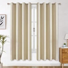 Panouri de perdele negre cu ochiuri, disponibile în opțiuni de 4/2/1 panouri, dimensiuni multiple, țesătură în 3 straturi de înaltă calitate, izolare termică și umbrire solară, potrivite pentru dormitor, sufragerie, sufragerie, bucătărie, dulap, culoare bej