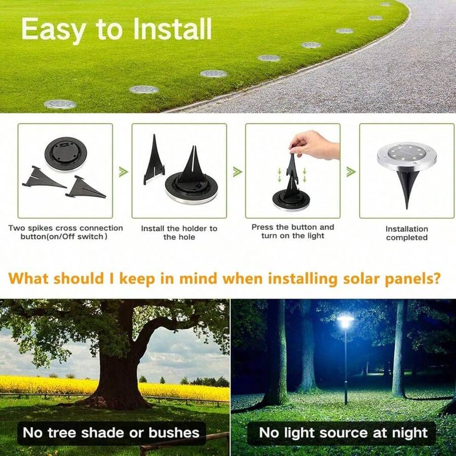 Outdoor Solar Garden Lights, Solar Powered Ground White Lights Outdoor
