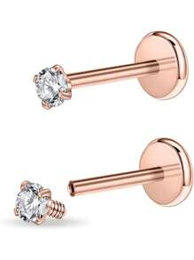 AVYRING 16g Bijou de piercing en acier inoxydable avec filetage interne et strass pour tragus/nez/hélix/conque/méduse/lèvre/labret - boucle d'oreille pour hélix, tragus, cartilage pour femmes et hommes 2-4 pièces