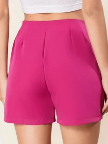 Sara Tailored Shorts With High Waist And Zipper On The Left And Pockets - Màu Hồng Tươi - Xem 2
