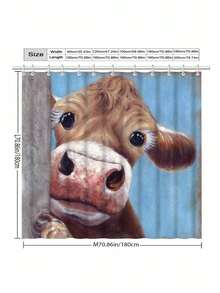 1 件可爱奶牛印花浴帘，轻巧优雅图案浴帘，带塑料挂钩，不透明浴室装饰套装，面料，颜色时尚防水浴室窗帘，家居装饰配件 - MQ895 - 查看 4