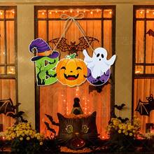 1pc Halloween Party Decoration, Pumpkin & Bat Door Hanging Ornament, Ghost Festival Scene Decor - Multicolor - View 4